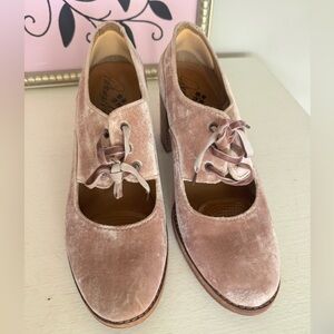 Patricia Nash Pink Velvet Lace-Up Heels